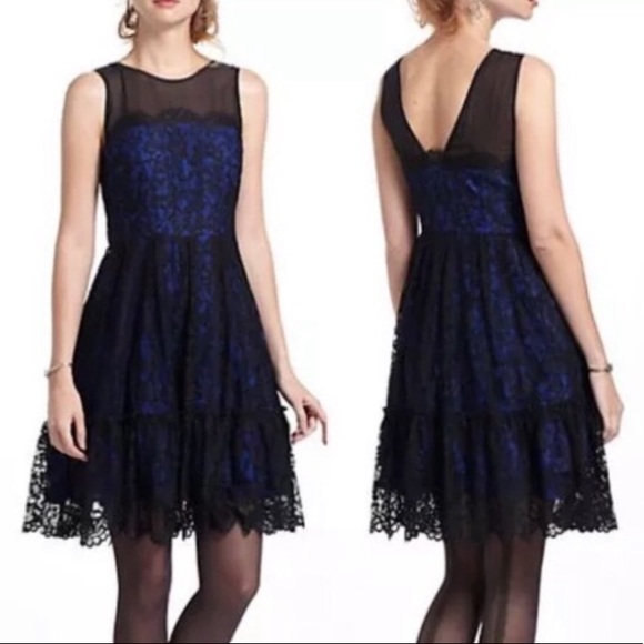 Anthropologie Moulinette Soeurs Sapphire Lace Dress Sz4 - Picture 1 of 8